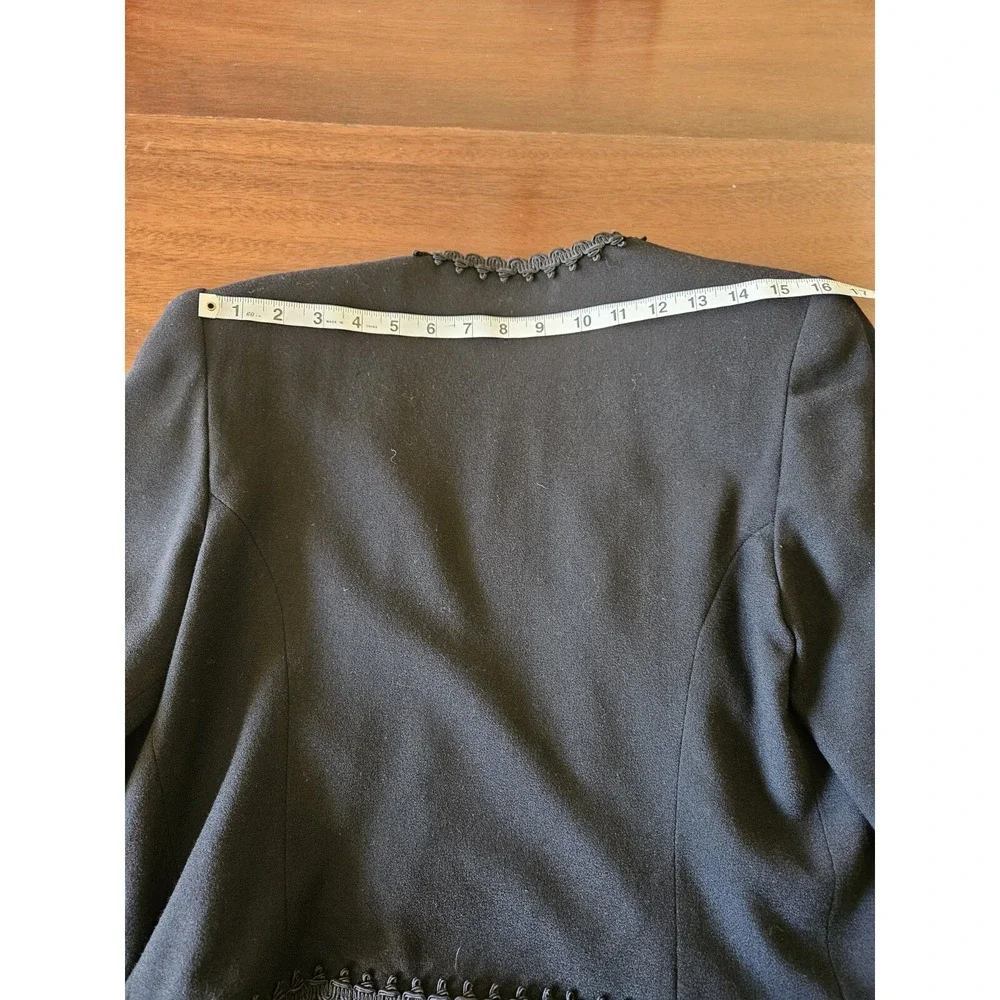 Vintage Liancarlo Black 100%‎ Wool Short Cropped Jacket Size 8 Open Front Neiman